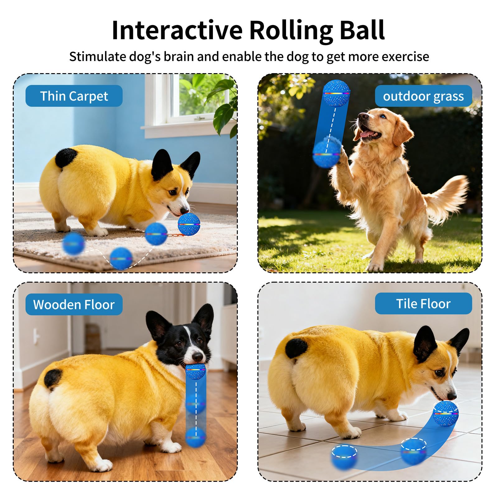 Smart Bouncing Dog Ball With Colorful Lights Toy