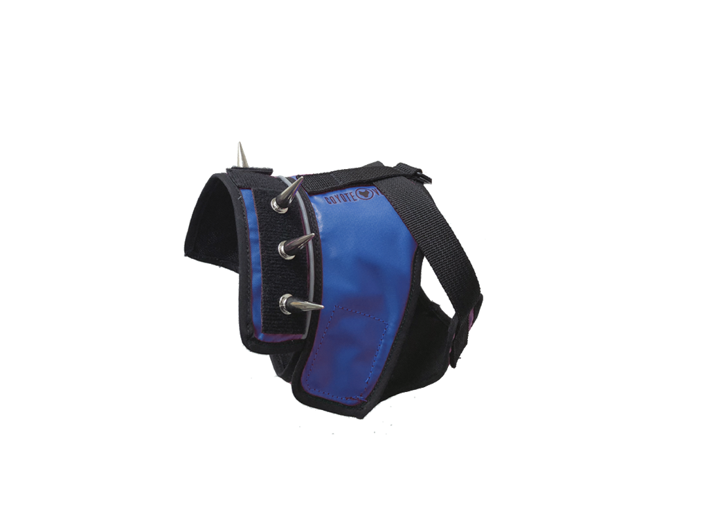 SpikeHarness blue panel harness with metal grommets and snap hook