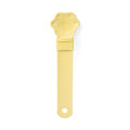 Cat treat squeeze spoon in yellow with paw-shaped dispensing tip and grip handle