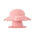 Pink silicone pet milk nursing feeder with suction cup base and open reservoir