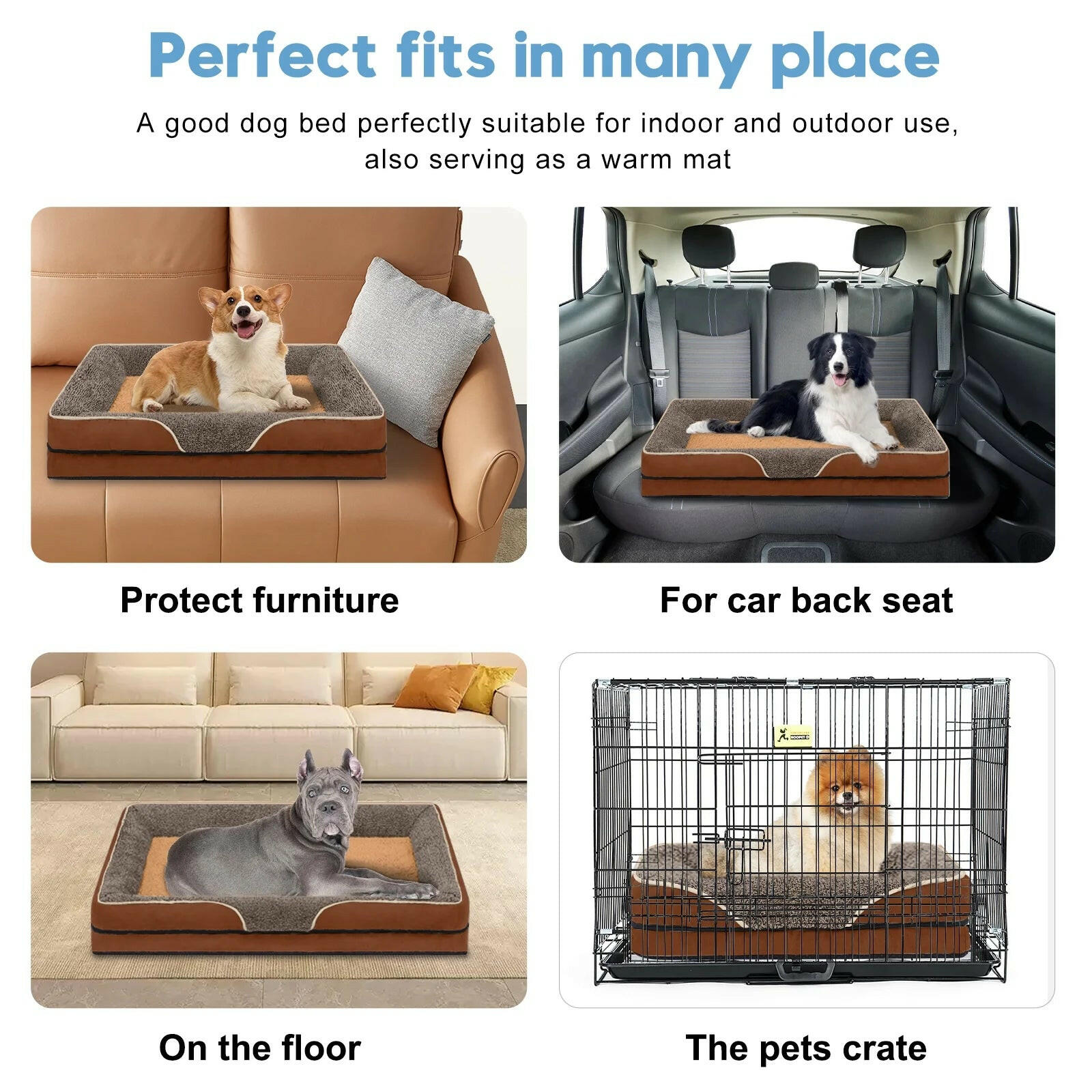 Orthopedic Dog Bed Sofa — Egg Crate Foam, Faux Fur Bolsters, Machine Washable