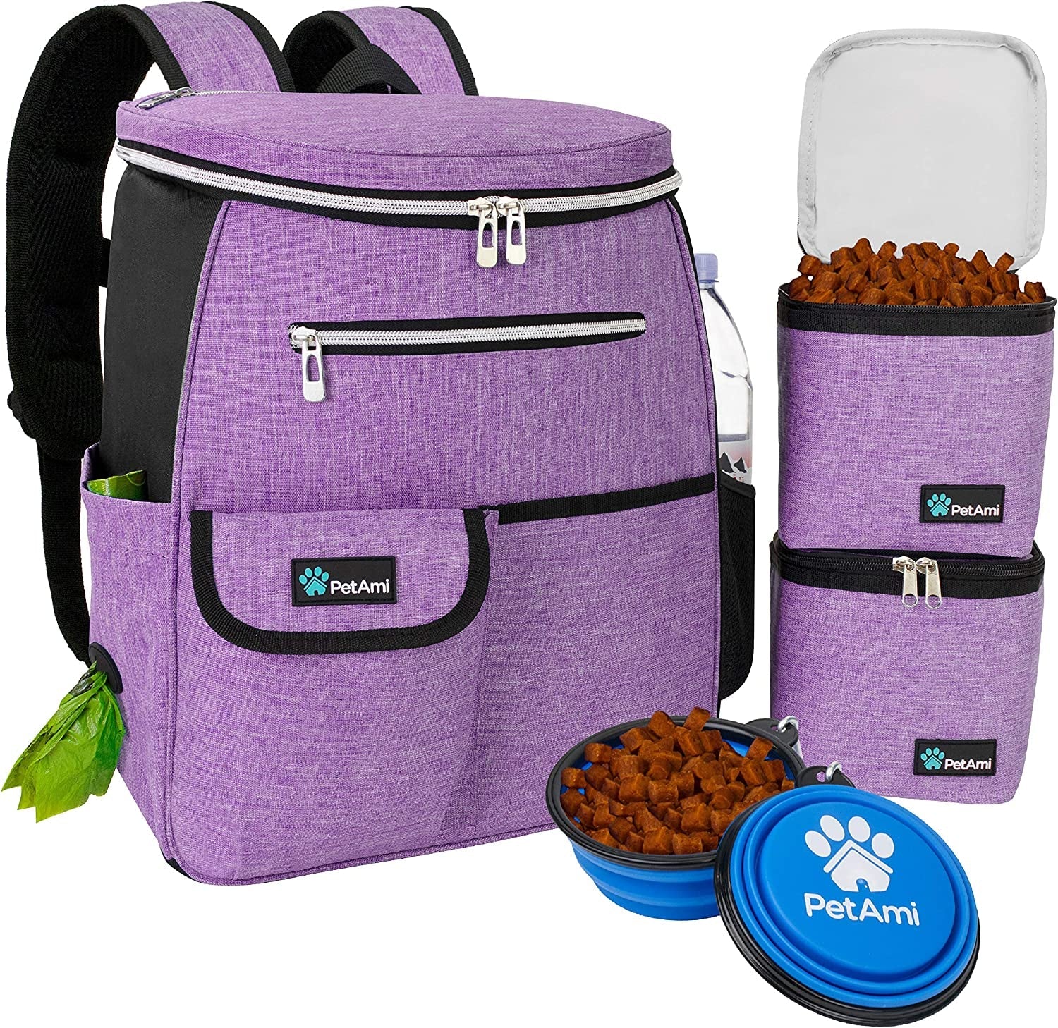 Dog Travel Backpack — Airline Approved, 27L, Includes Food Containers & Collapsible Bowls