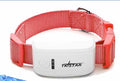 Cat GPS tracker collar with red strap and white locator device, adjustable buckle