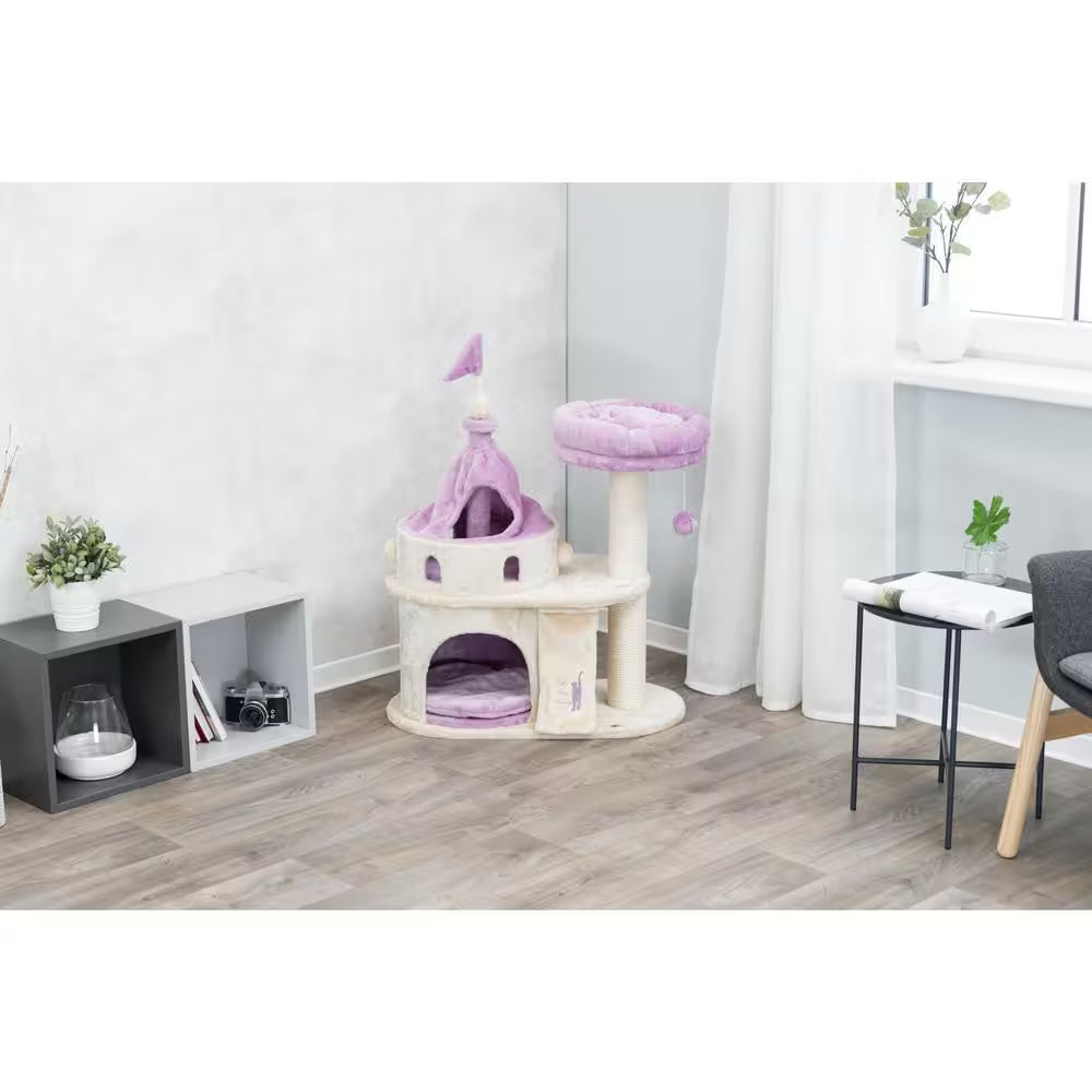 My Kitty Darling Cat Castle — Plush Cat Tree with Condo, Scratching Post & Perch