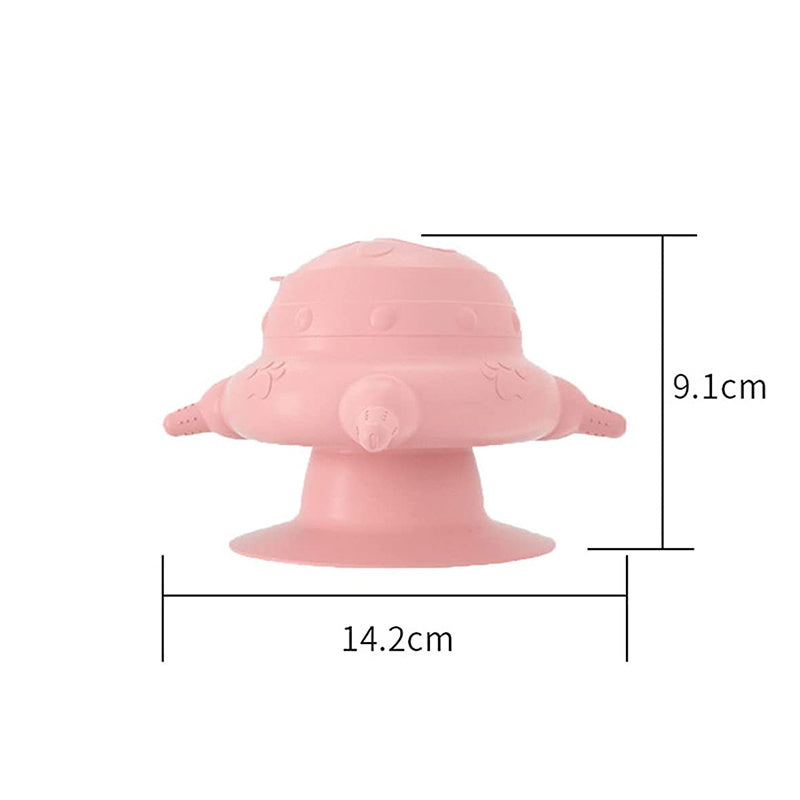 Pink silicone pet milk nursing feeder, 14.2cm wide and 9.1cm high