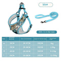 Dog vest harness in tiger-skin blue with matching blue leash rope and adjustable straps