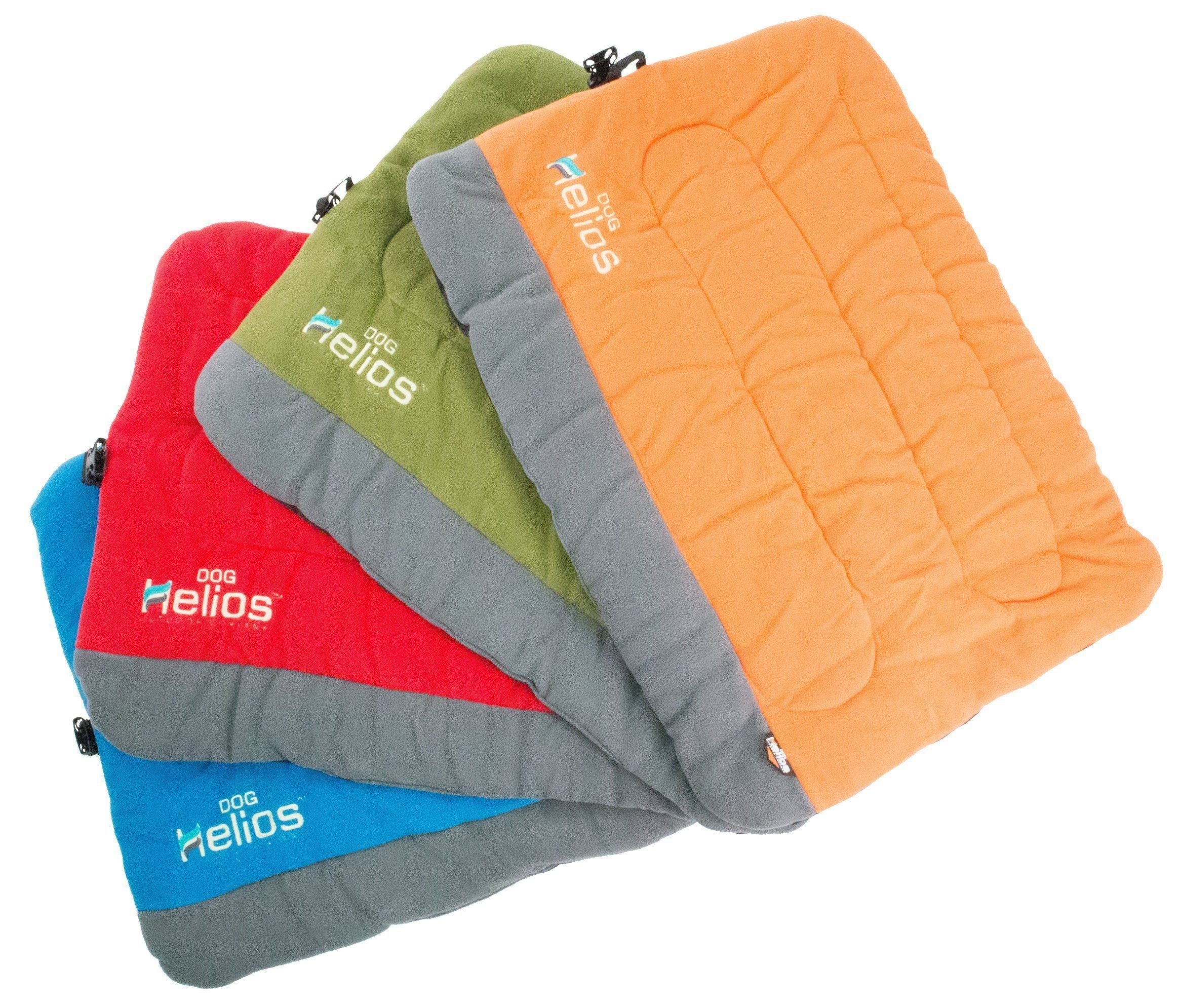 Reversible dog bed with orange fleece top and light gray cushioned side panels