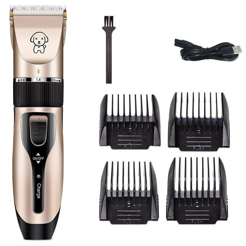 Pet hair clipper with guard combs and charging cable