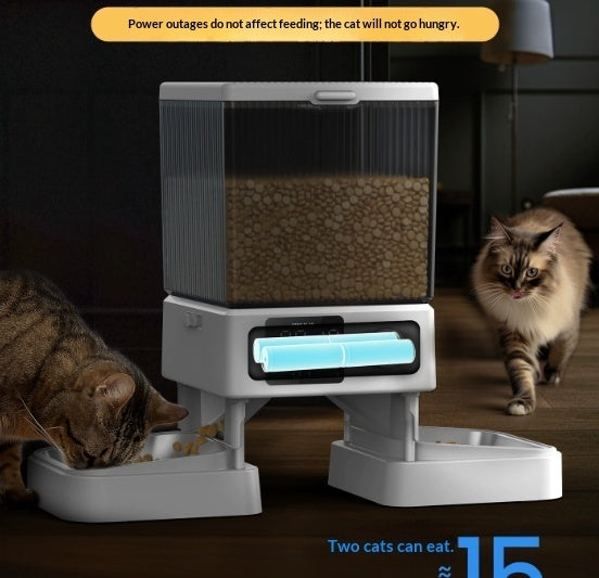 Smart Automatic Cat Feeder — 5L Dual Bowl, App-Controlled, Visual Timer, Pearl White or Obsidian Black