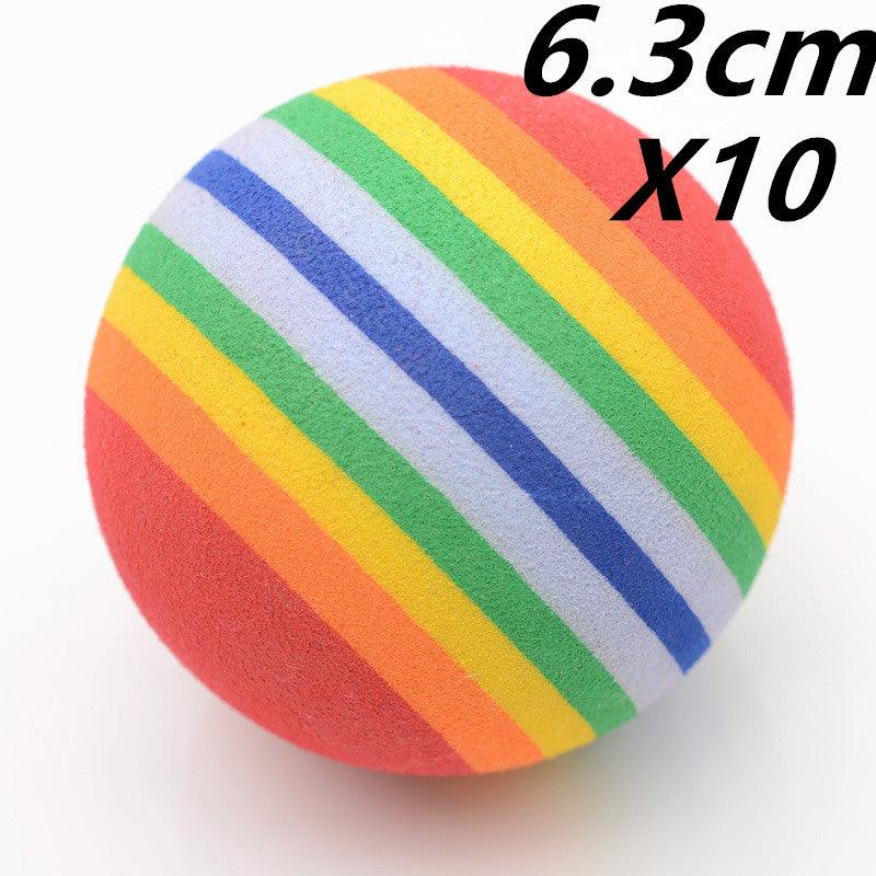 6.3 cm rainbow plush ball, red with multicolor stripe bands; pack of 10