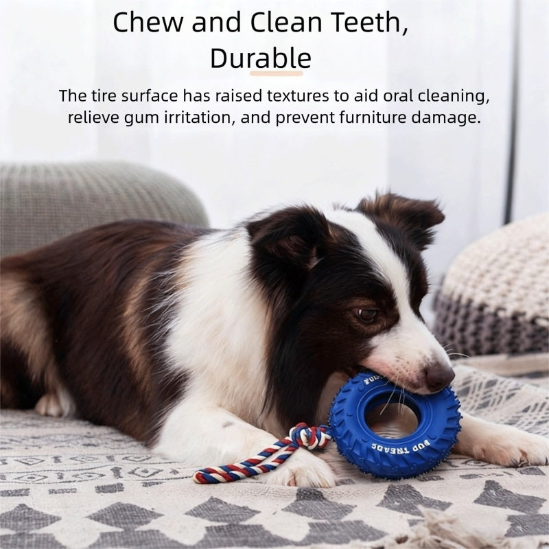 Rubber Tire & Tug Of War Rope Toy