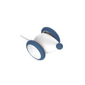 Electric cat mouse toy, blue and white, with blue nose ball and antenna rod.