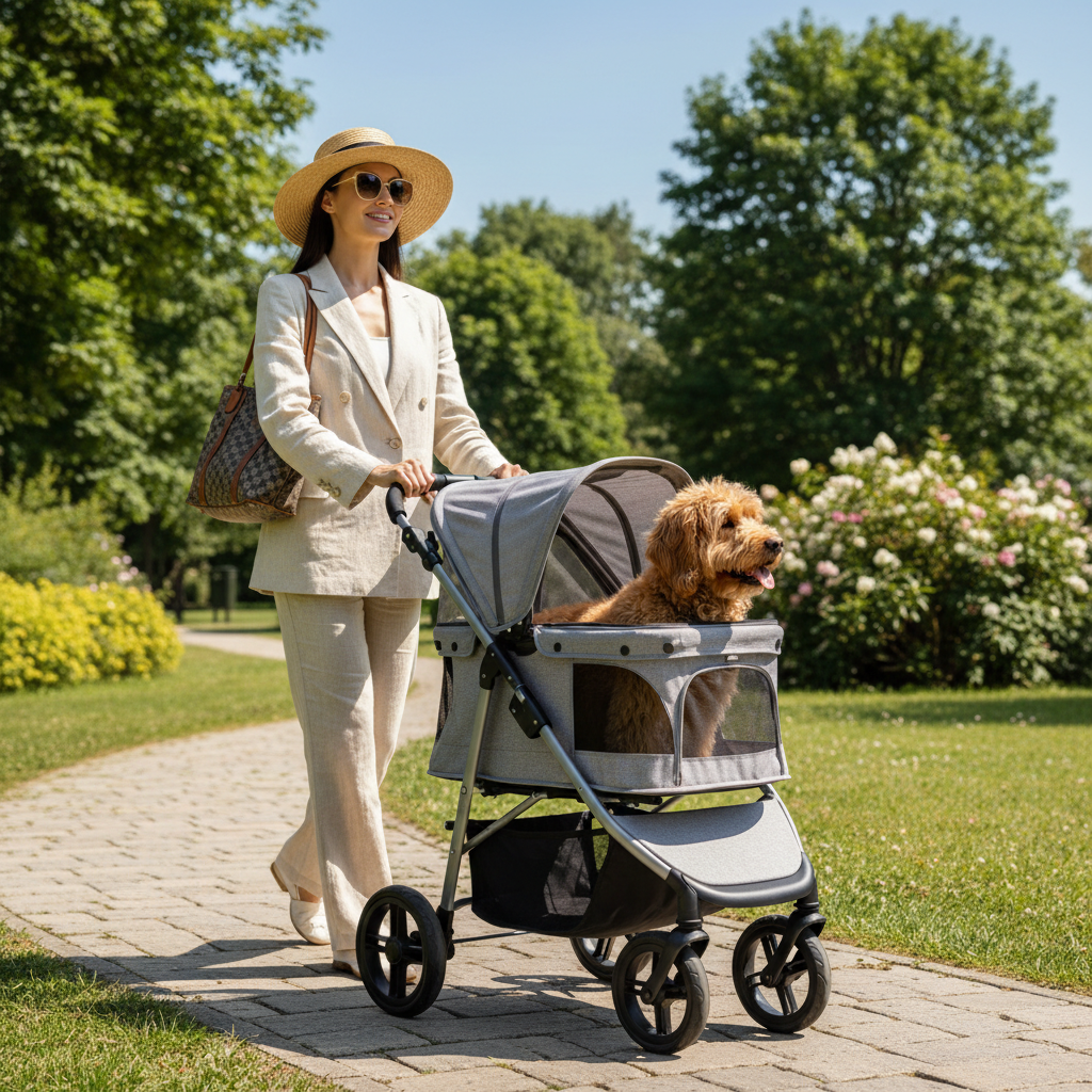 Gray Large Dog Stroller Park