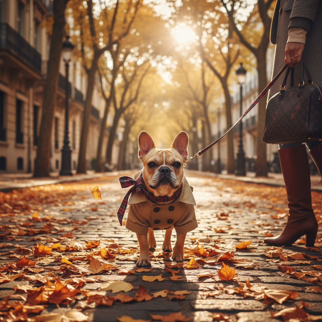 Tan pet outfit with plaid vest front and rounded button accents
