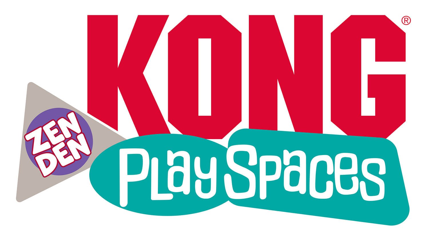 Cat play spaces Zen Den logo with red KONG text and teal banner