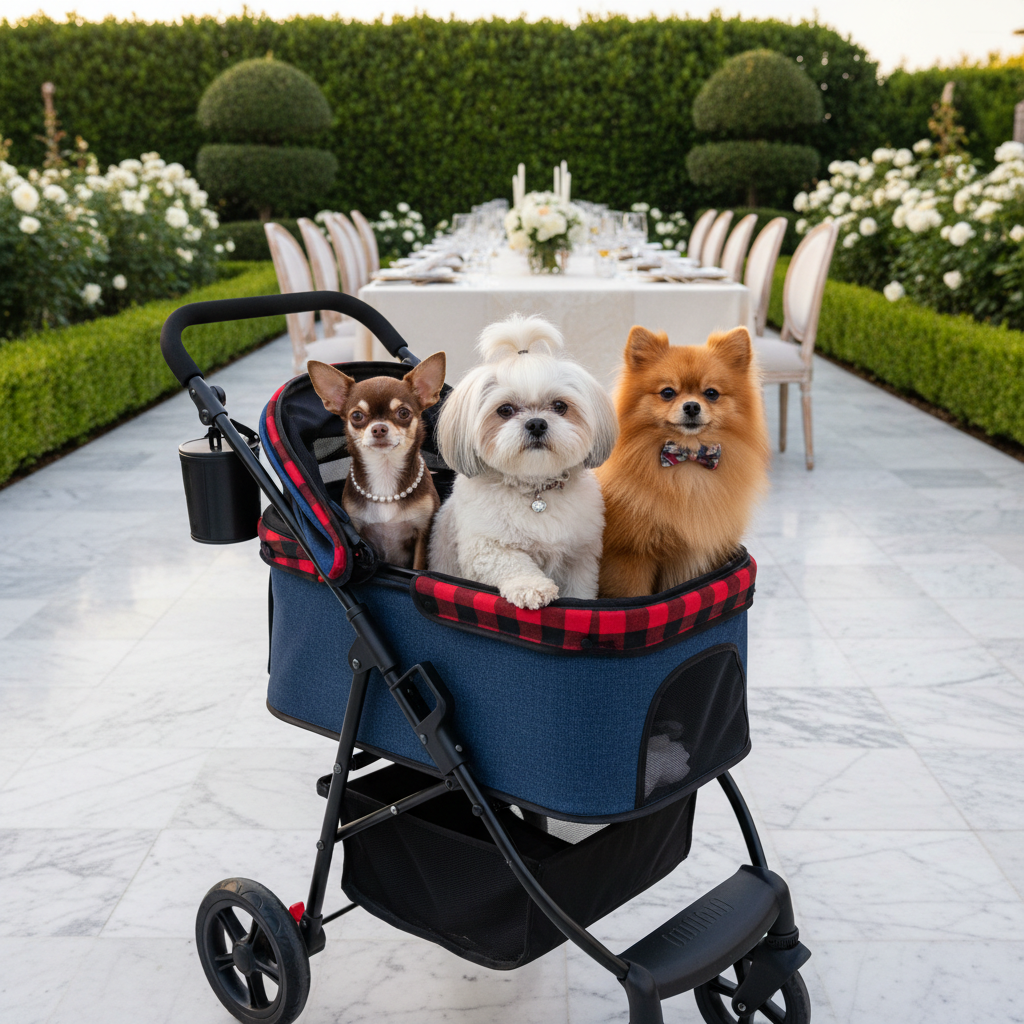 Luxury Pet Stroller - Three Posh Dogs