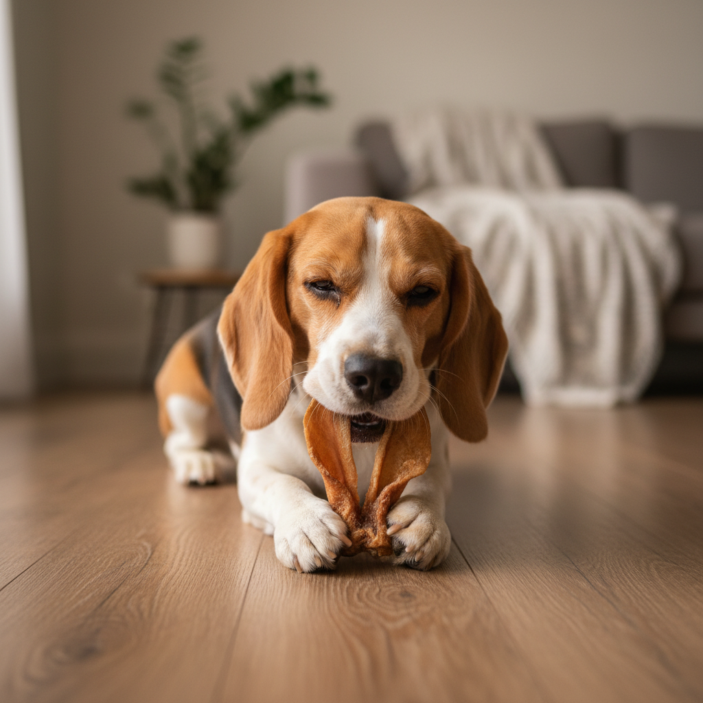 Natural pig ear dog chew treat, single-ingredient rawhide alternative