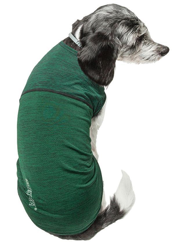 Seafoam/green dog active tank top with contrast trim, side/back view