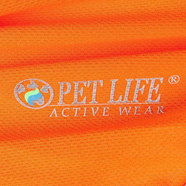 Orange dog active t-shirt fabric with PET LIFE Active Wear logo patch