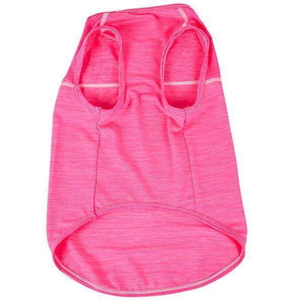 Dog workout tank t-shirt, hot pink heather back with two leg-hole openings