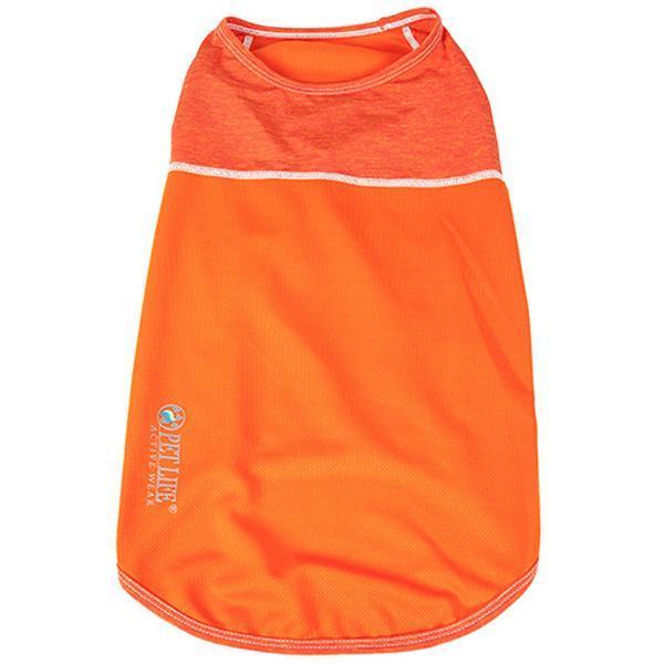 Dog yoga fitness tank, bright orange with crew neck and white trim