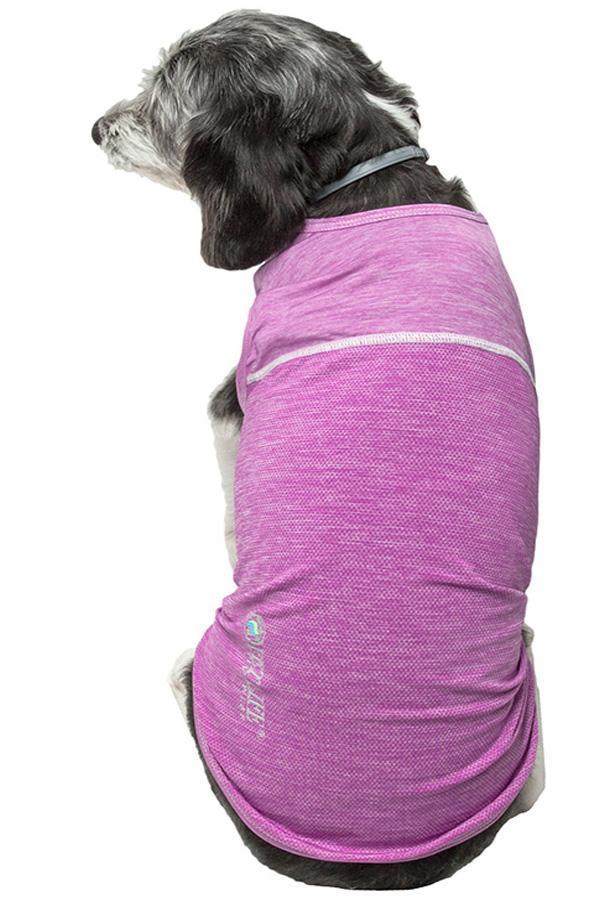 Pink dog quick-dry tank top with contrast trim, back view