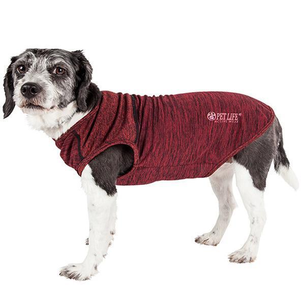 Dog yoga t-shirt tank in maroon heather, sleeveless active fit with curved neckline