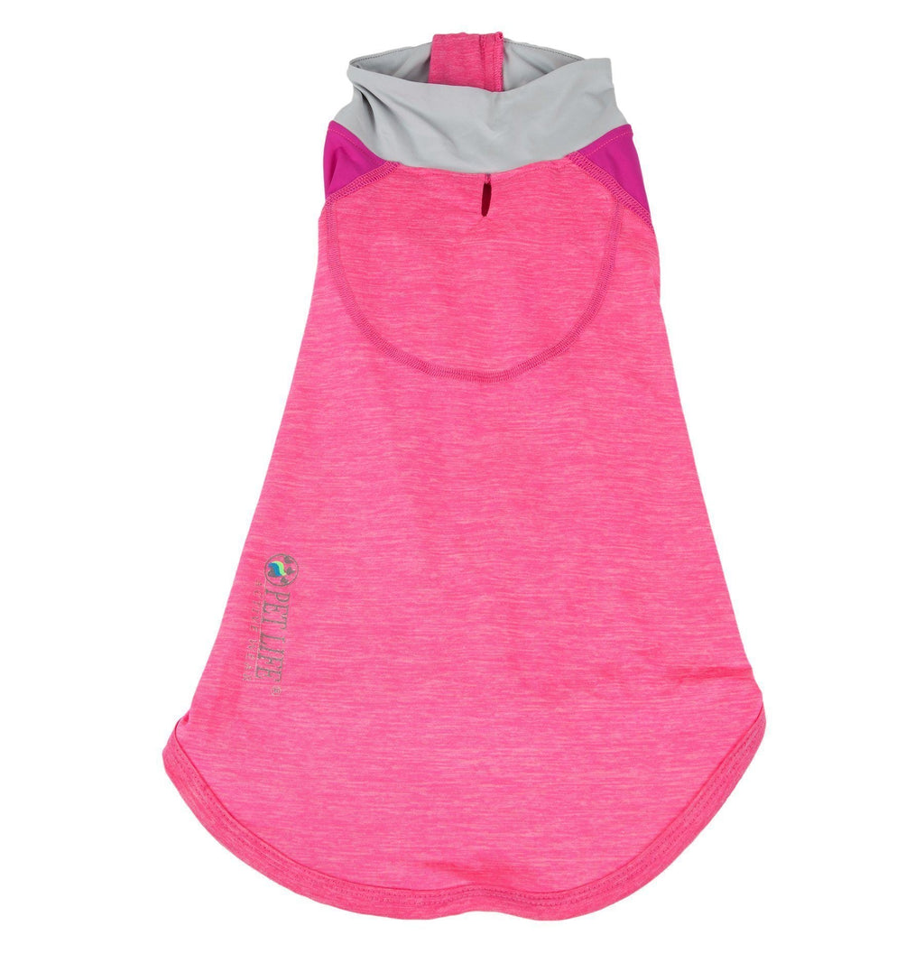 Light pink heather dog long-sleeve fitness T-shirt with logo tag