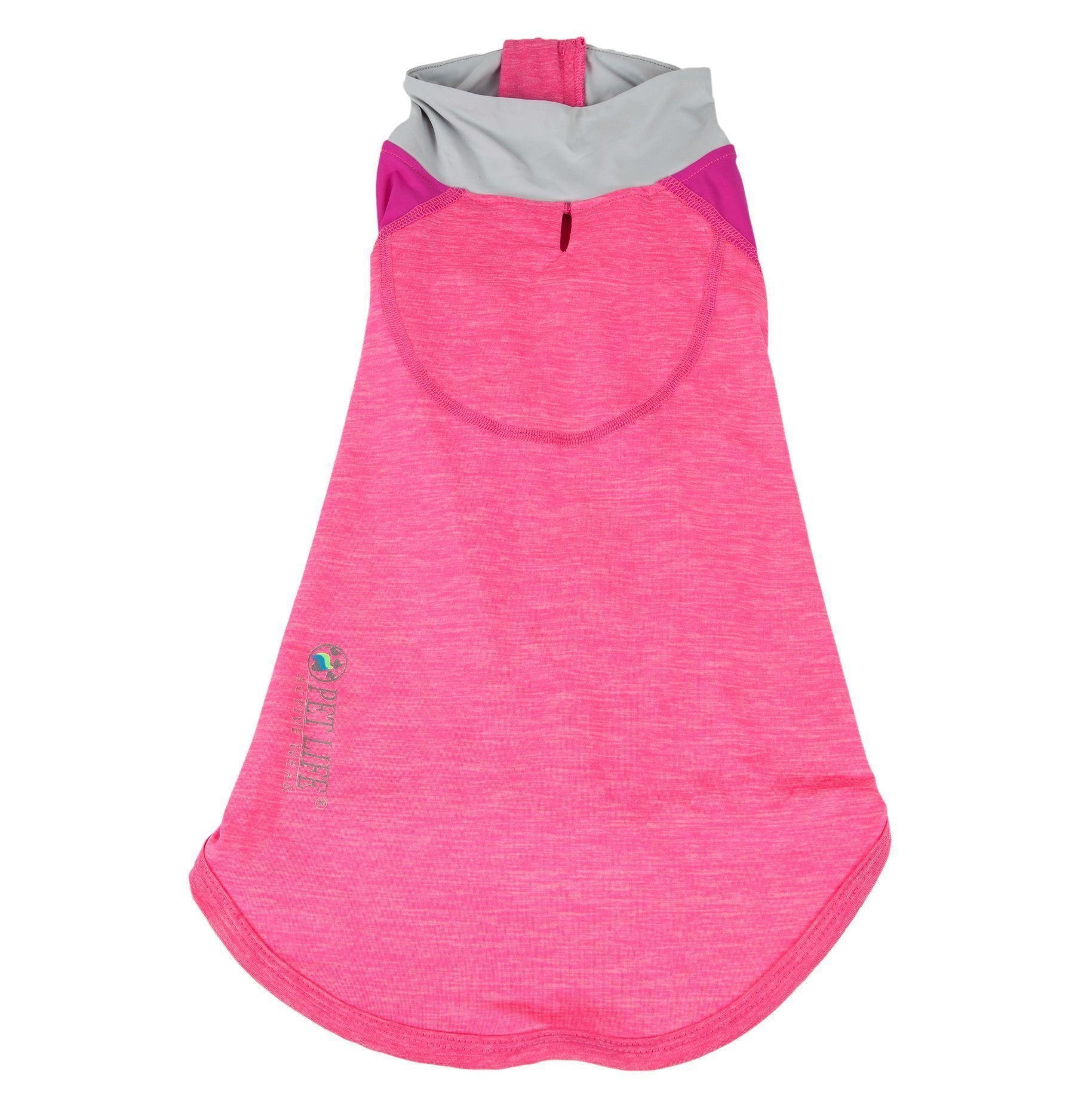 Light pink heather dog long-sleeve fitness T-shirt with logo tag