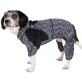 Dog yoga tracksuit hoodie in dark gray/black heather stripe with stretch fit
