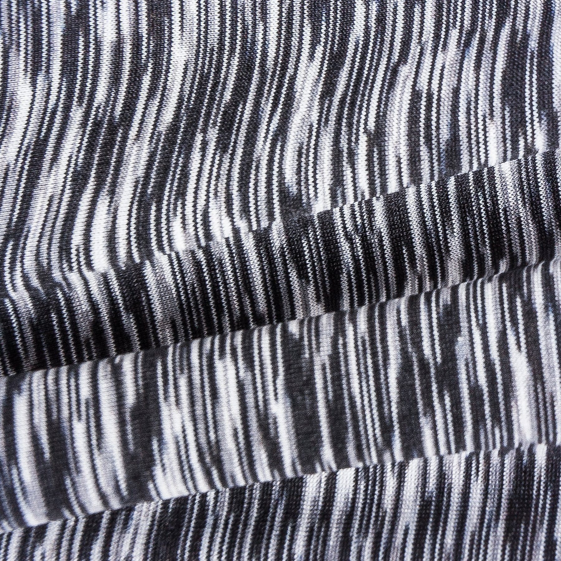 Black-and-white striped dog yoga hoodie tracksuit fabric close-up