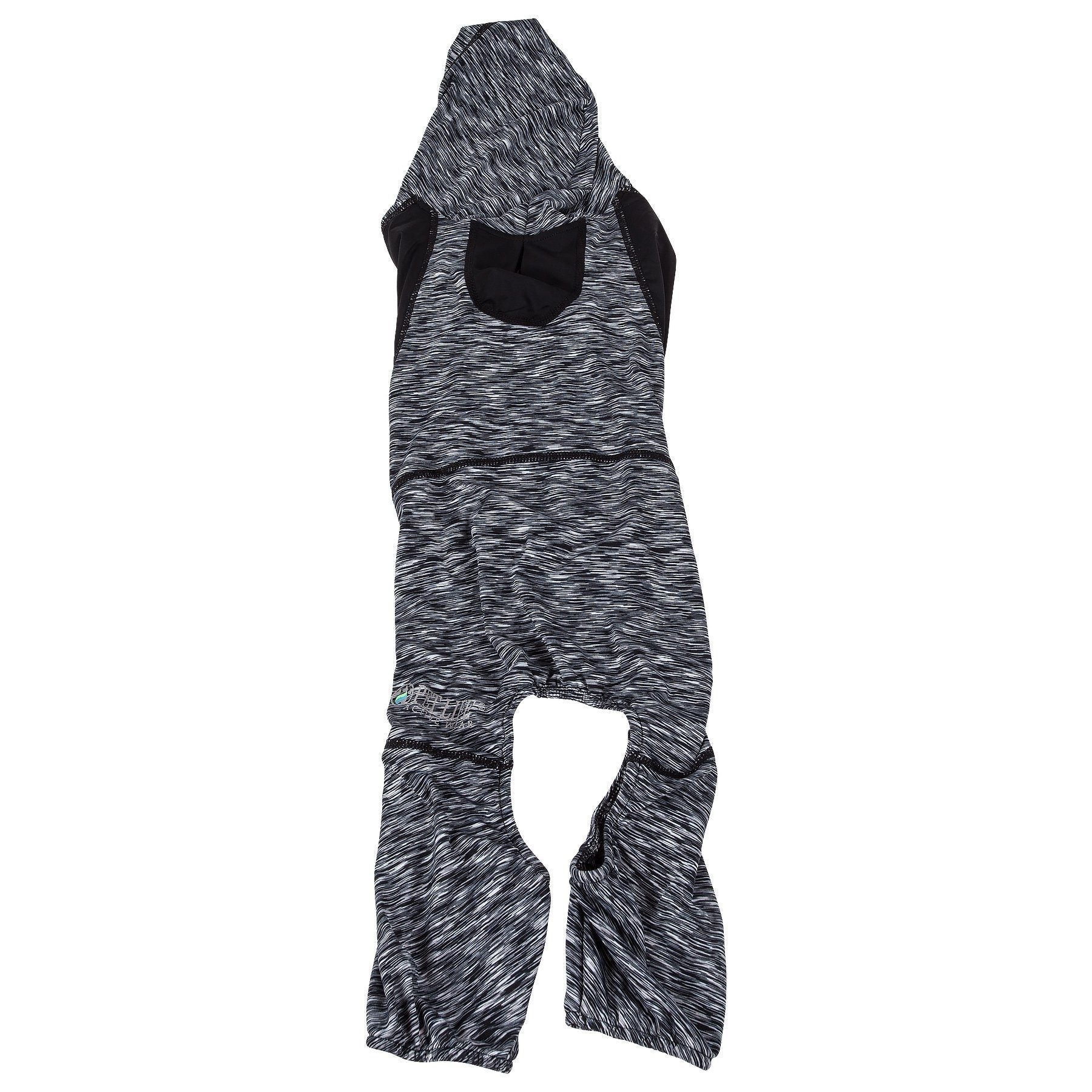 Black heather dog tracksuit hoodie with front pocket hood and paw cutout
