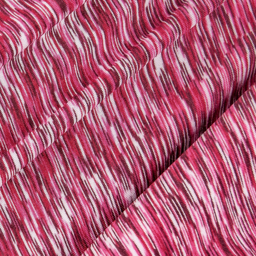 Close-up of maroon/pink heather stripe fabric for dog yoga tracksuit hoodie