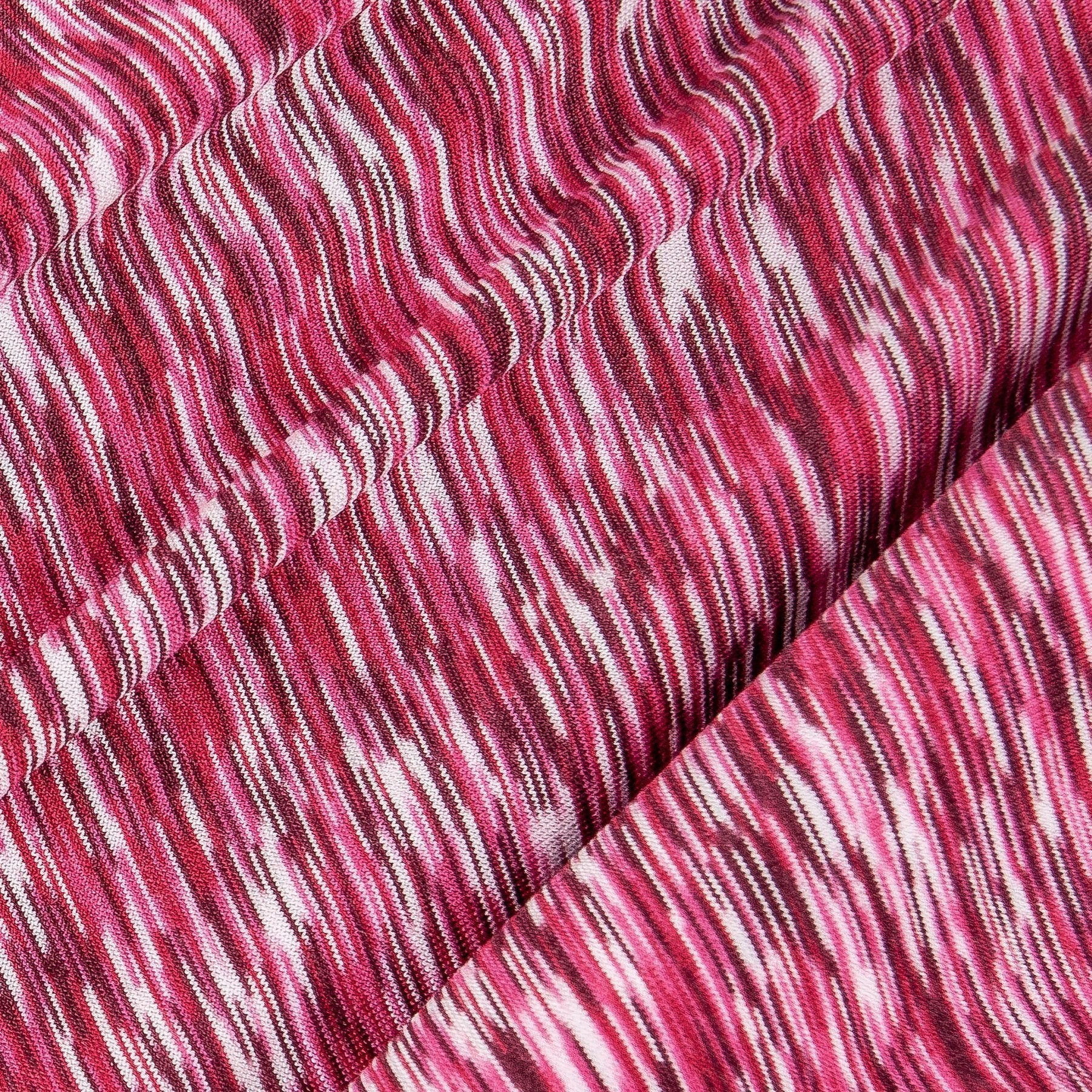 Close-up of maroon/pink heather stripe fabric for dog yoga tracksuit hoodie