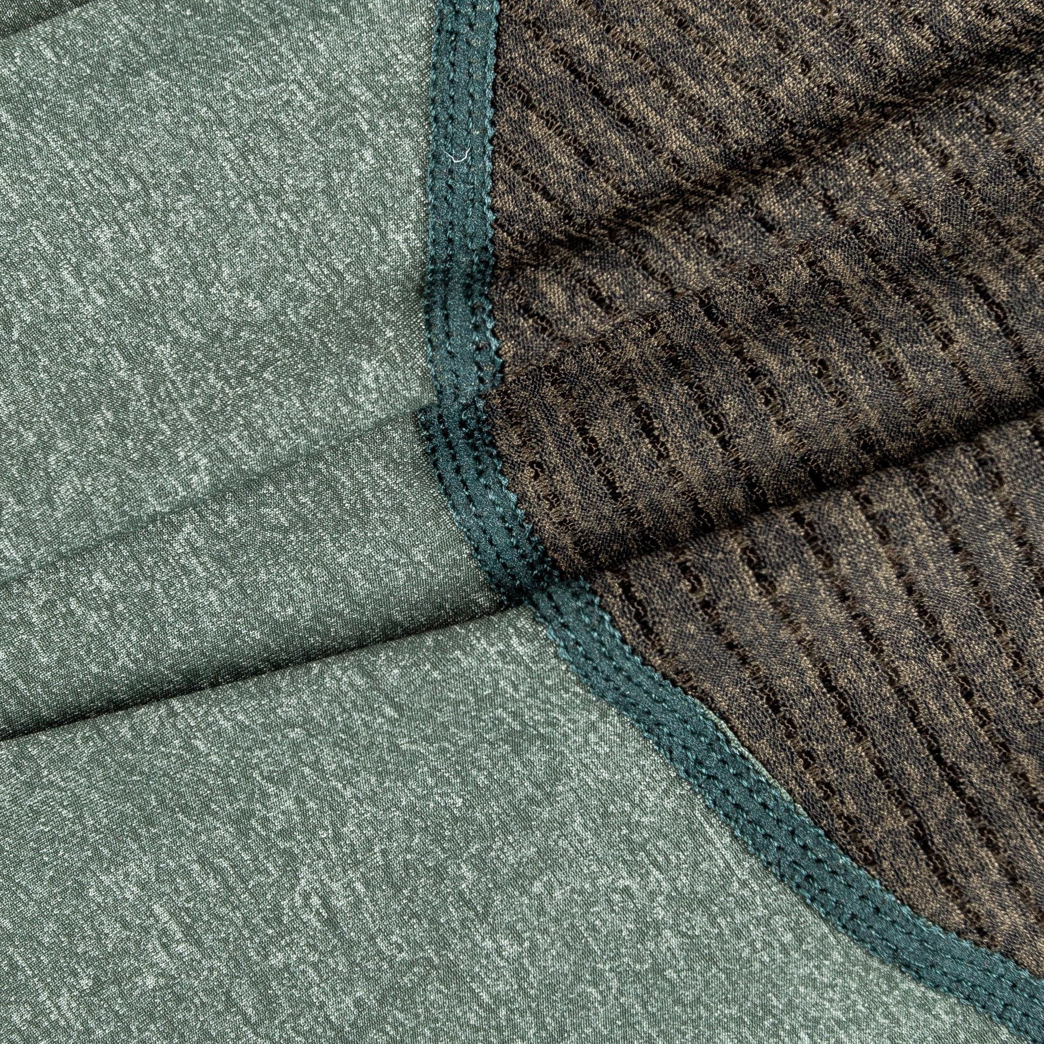 Dark green full-body dog tracksuit fabric with contrast stitched seam detailing