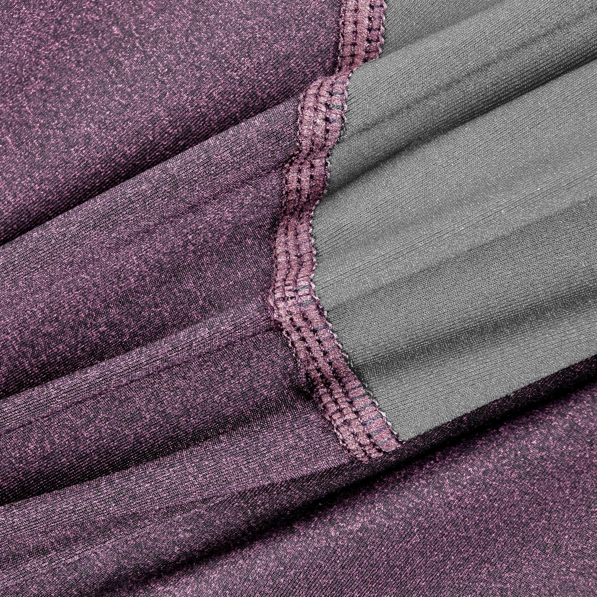 Purple and gray full-body dog tracksuit with contrast stitched seams