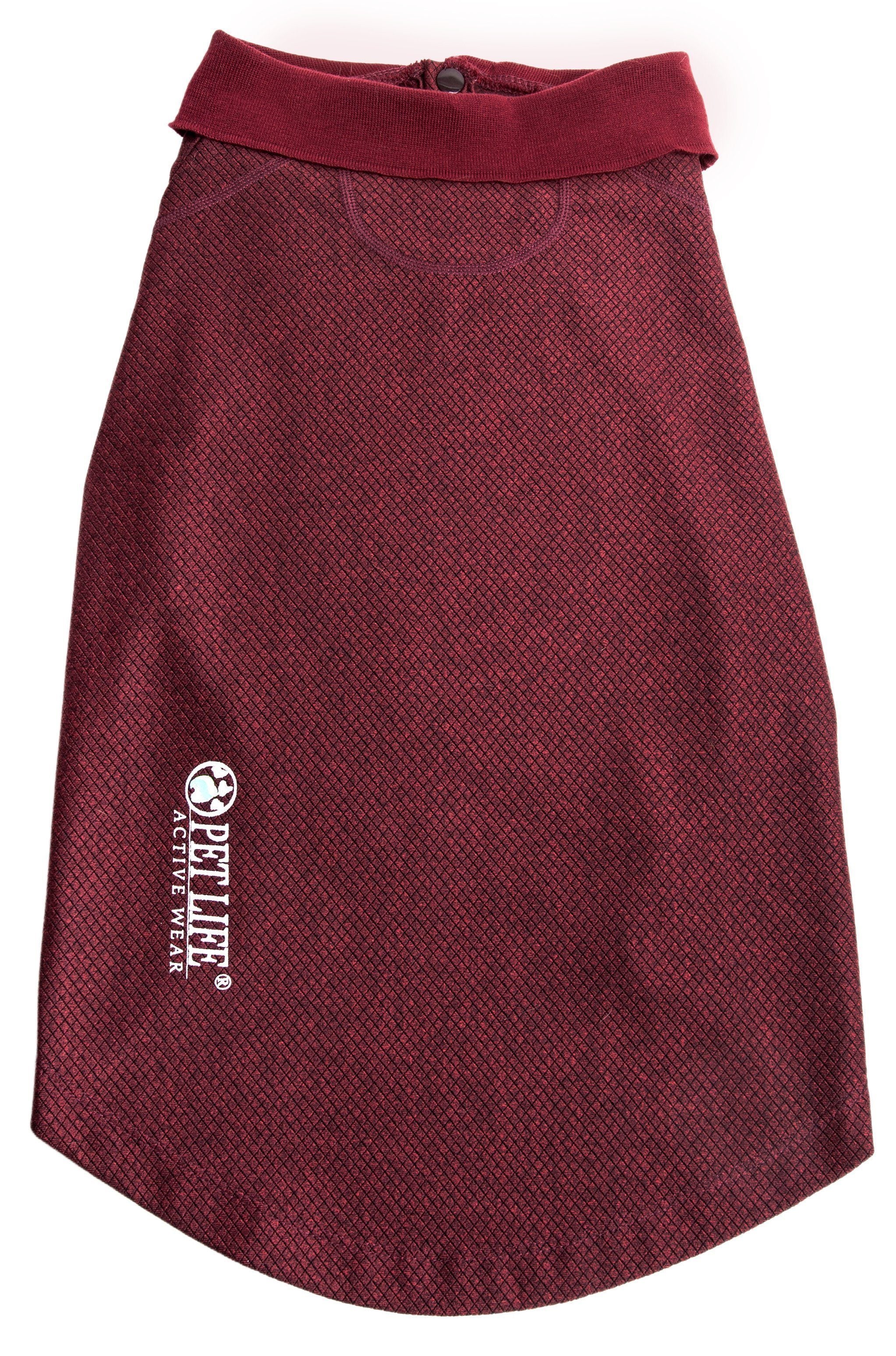 Burgundy dog polo shirt with mesh texture, stretch collar and logo at chest