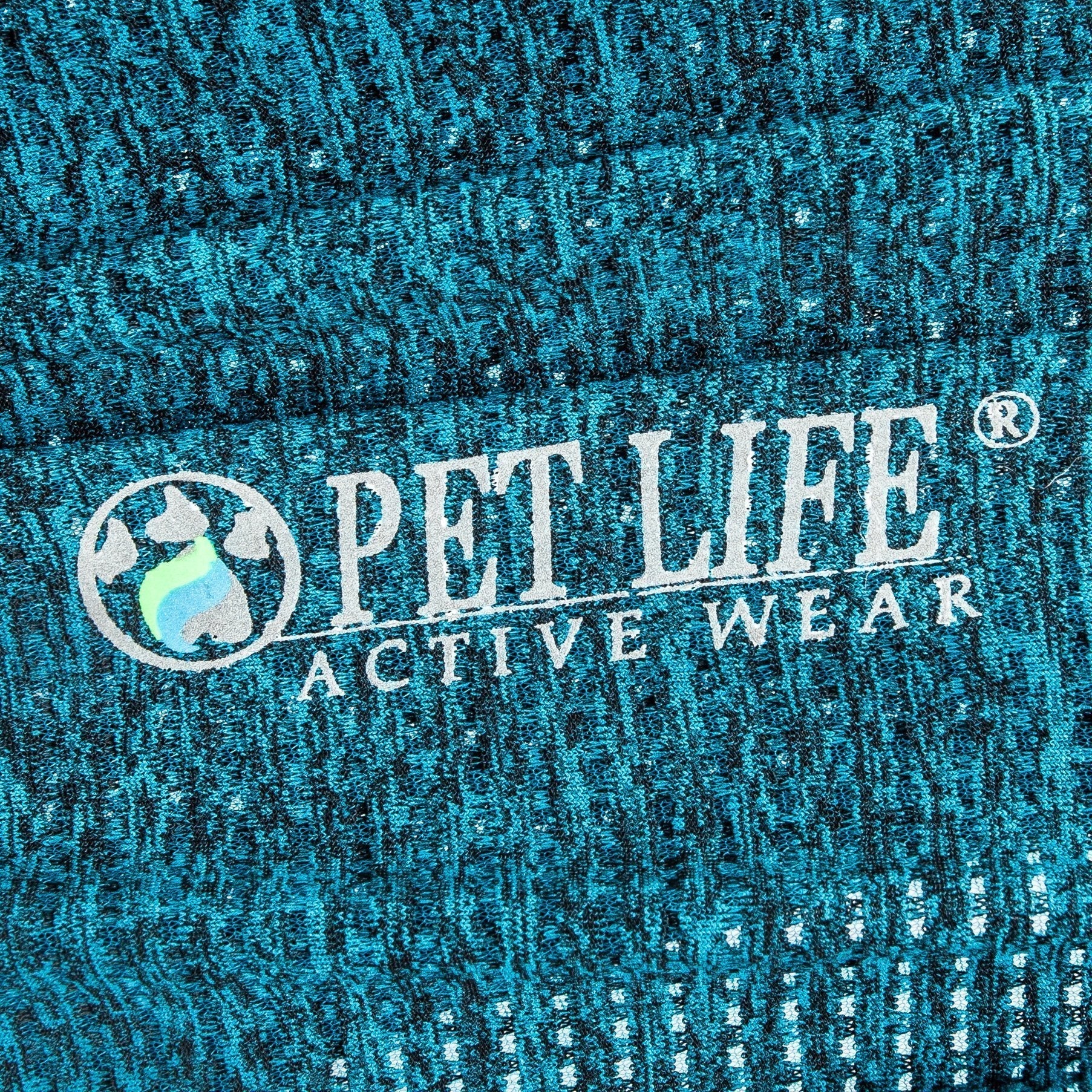 Teal heather fabric with PET LIFE ACTIVE WEAR logo
