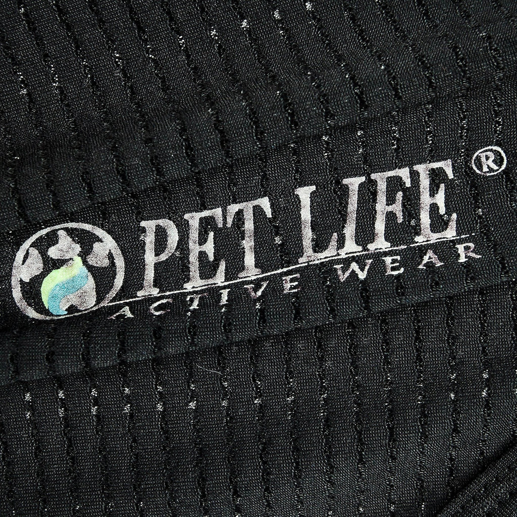 Black heather fabric with PET LIFE ACTIVE WEAR logo