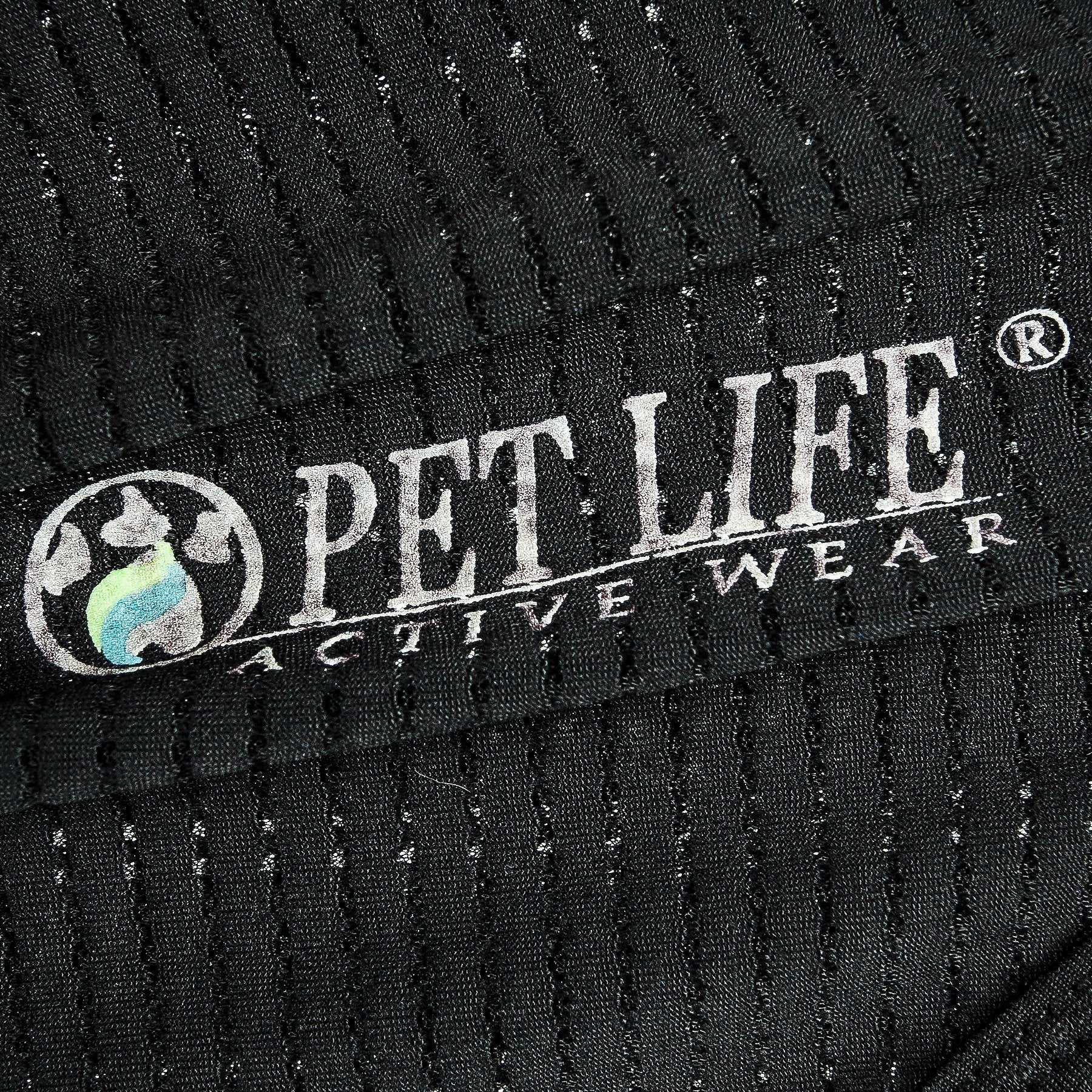 Black heather fabric with PET LIFE ACTIVE WEAR logo