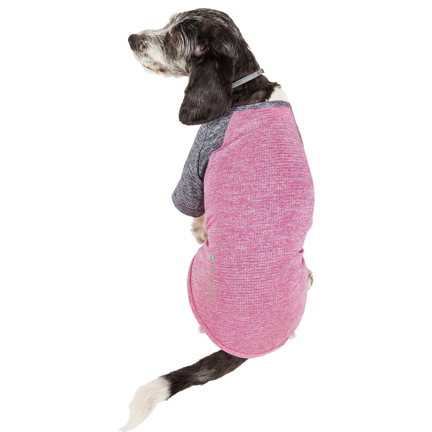 Dog performance 4-way stretch t-shirt, pink heather with gray sleeves