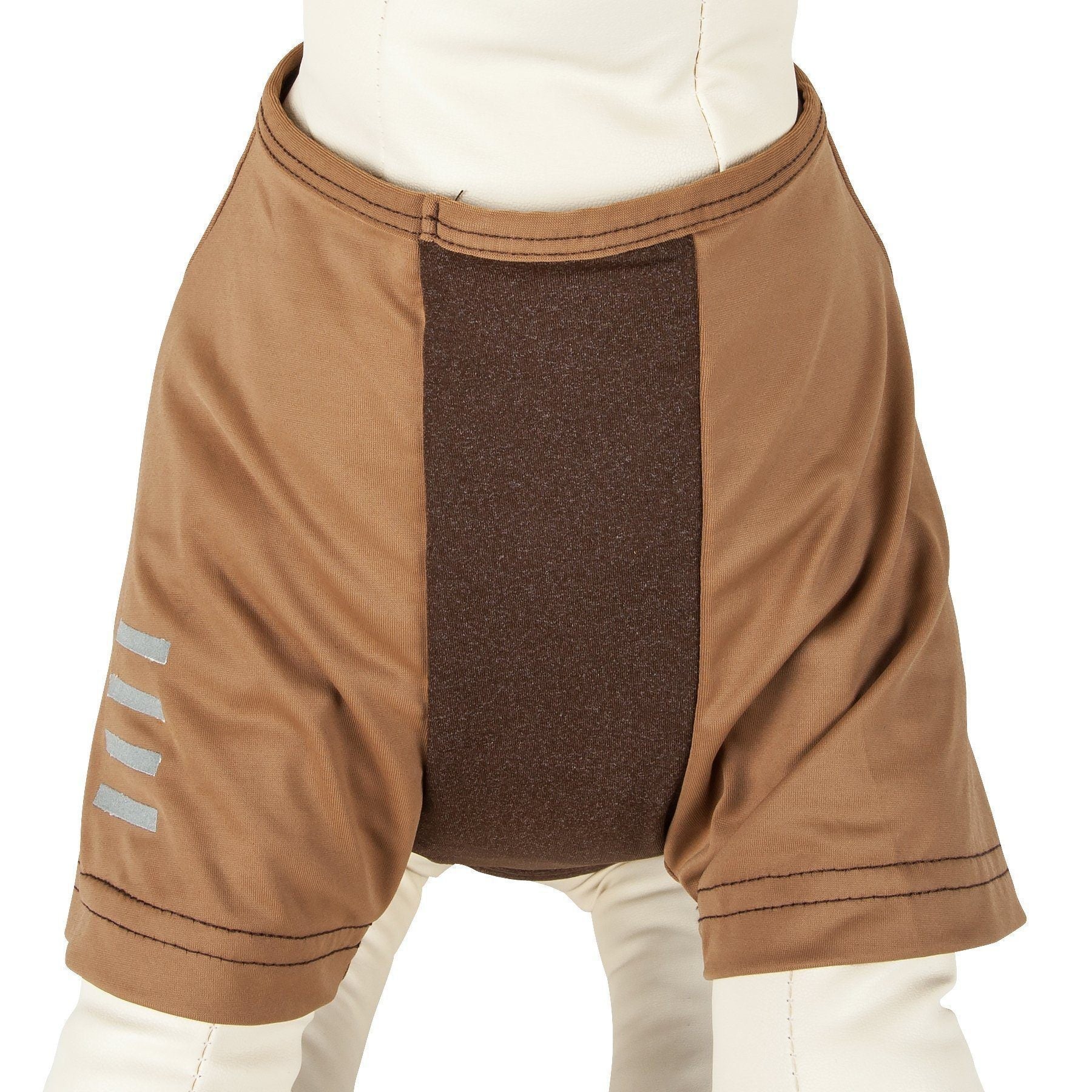 Brown heather dog active T-shirt with darker center panel and striped sleeve logo accents