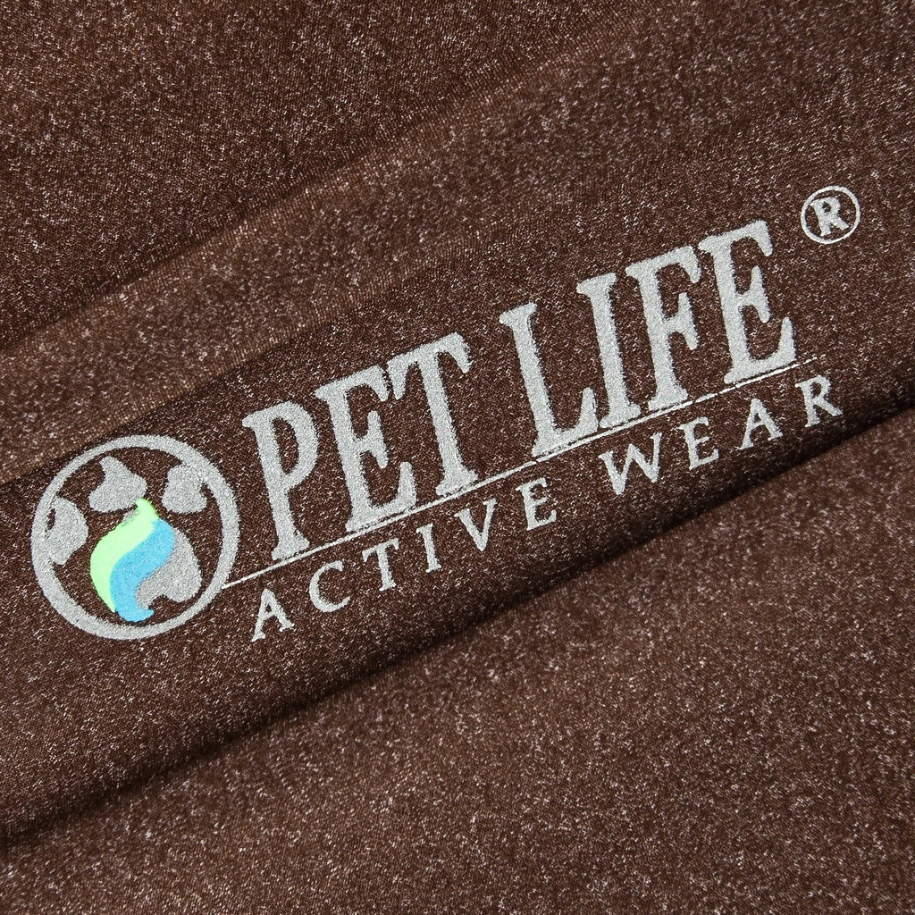 Brown heather fabric with PET LIFE ACTIVE WEAR logo