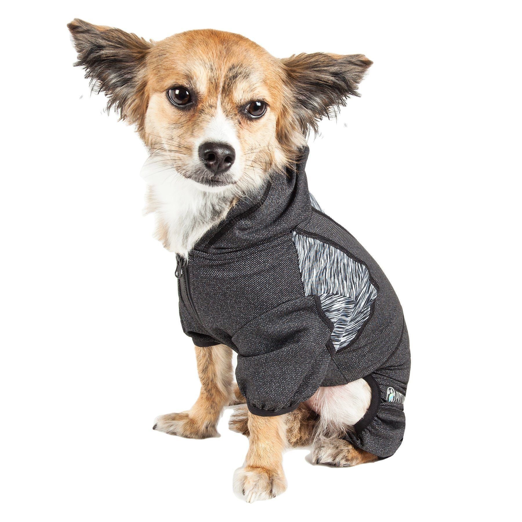Black dog yoga tracksuit hoodie with hood and 4-way stretch