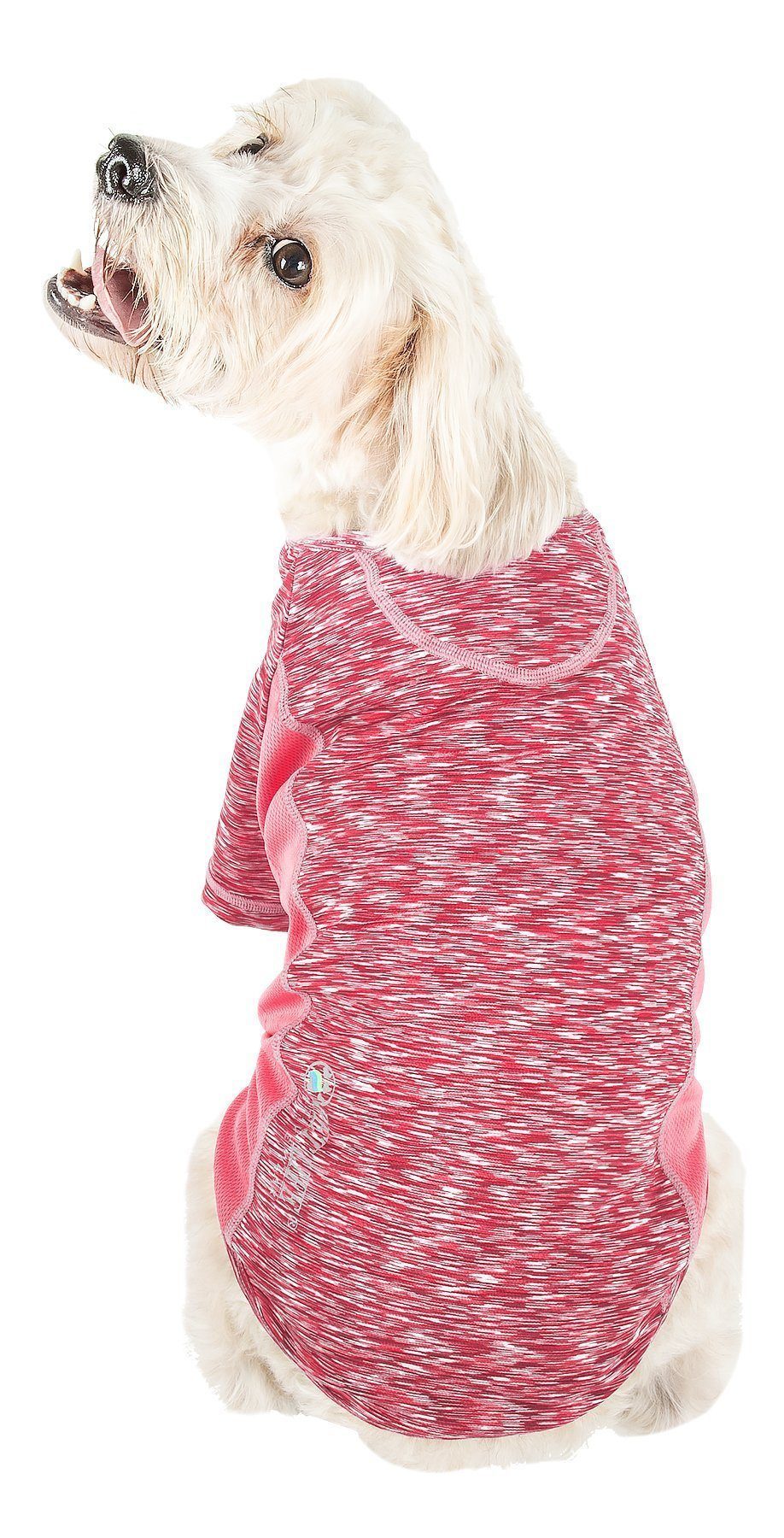Pink heather dog yoga T-shirt, crew neck, short sleeves