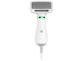 White 2-in-1 electronic pet dryer with pin brush head and green LED ring