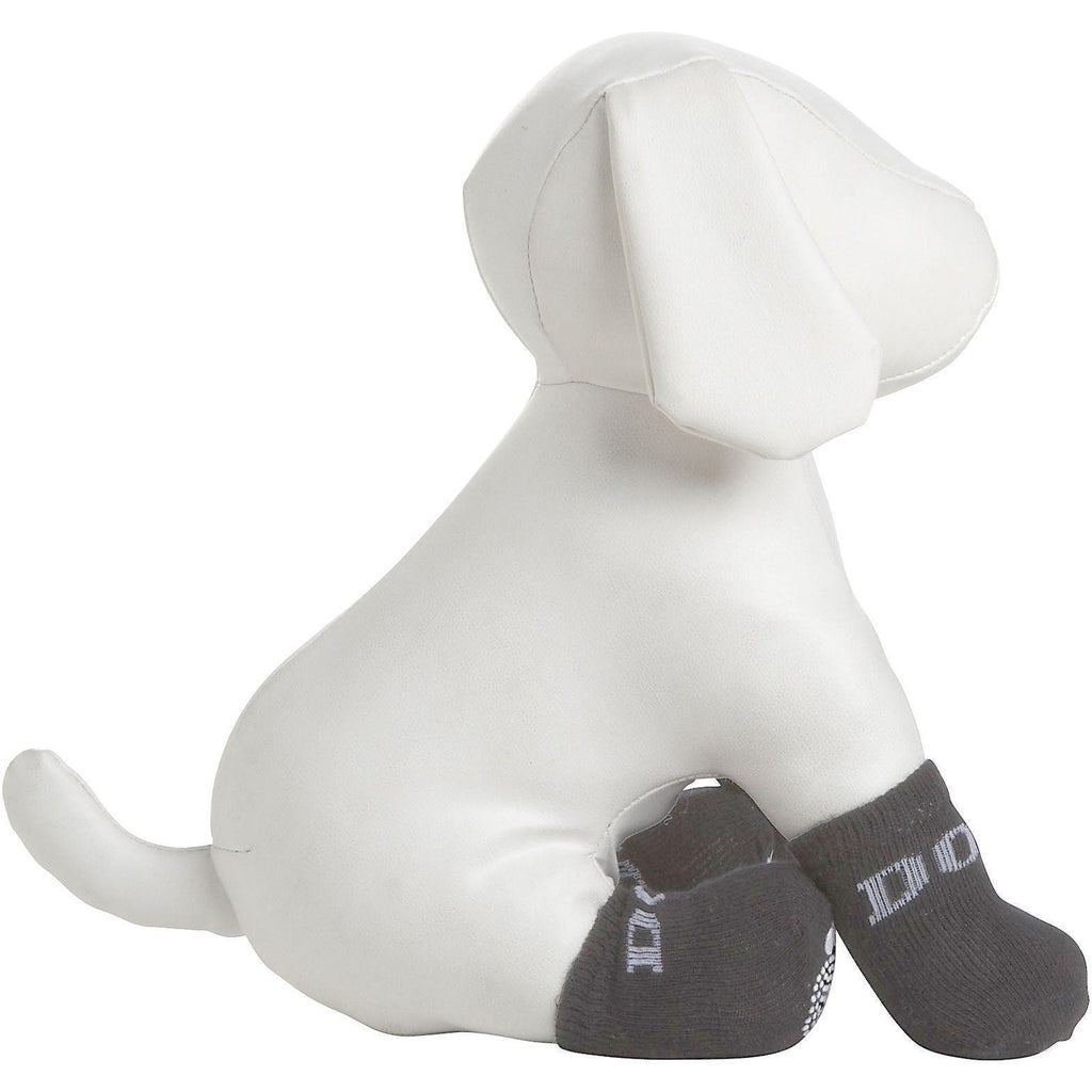 Grey anti-slip breathable pet socks with paw-print grip soles