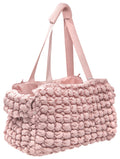 Pet plush bubble fashion pet carrier with handles, pink.