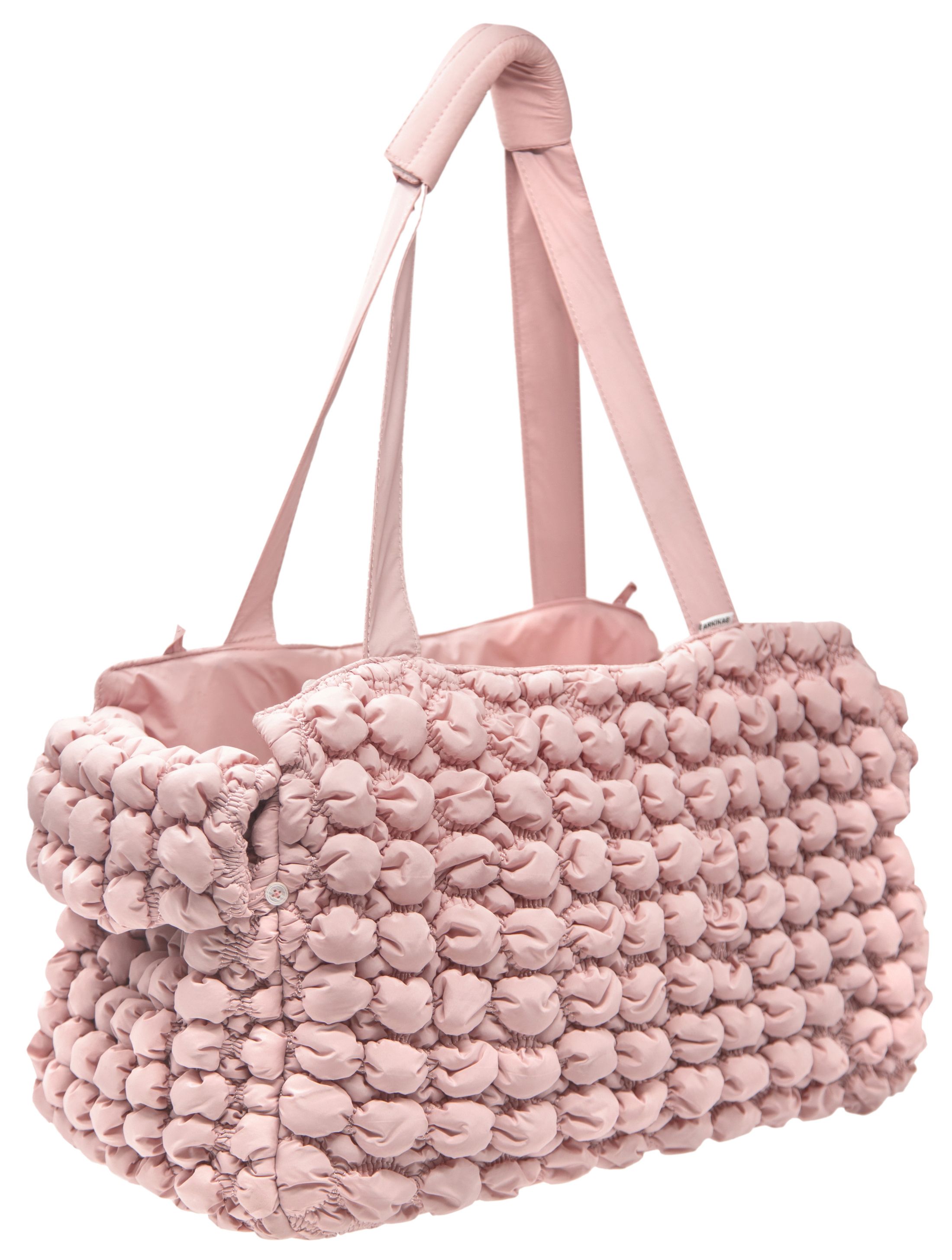 Pet plush bubble fashion pet carrier with handles, pink.