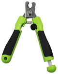 Green and black 2-in-1 pet nail clipper with concealed file, spring latch handles